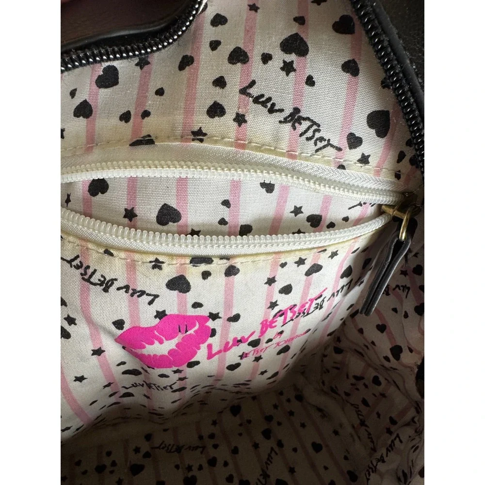 Luv Betsey by Betsey Johnson Mini Backpack Quilted Striped Pink Bows Pom Pom
